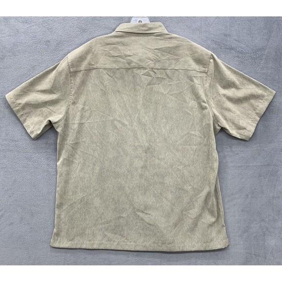 Alfani Button Down Shirt Men's Size XL Beige Short Sleeve Double Chest Pockets - Picture 3 of 12
